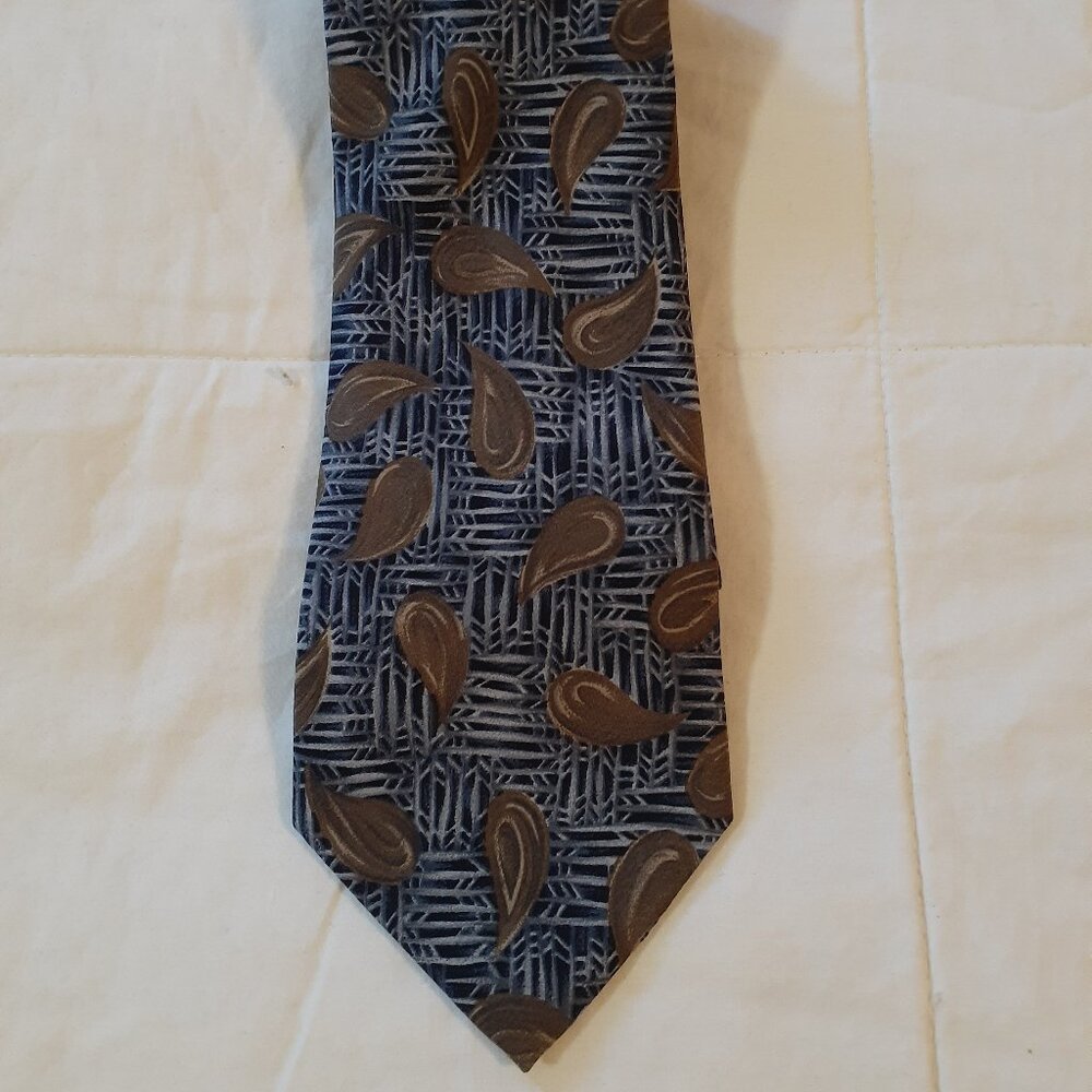 Braemore Men's Vintage Silk Tie, Blue/Brown